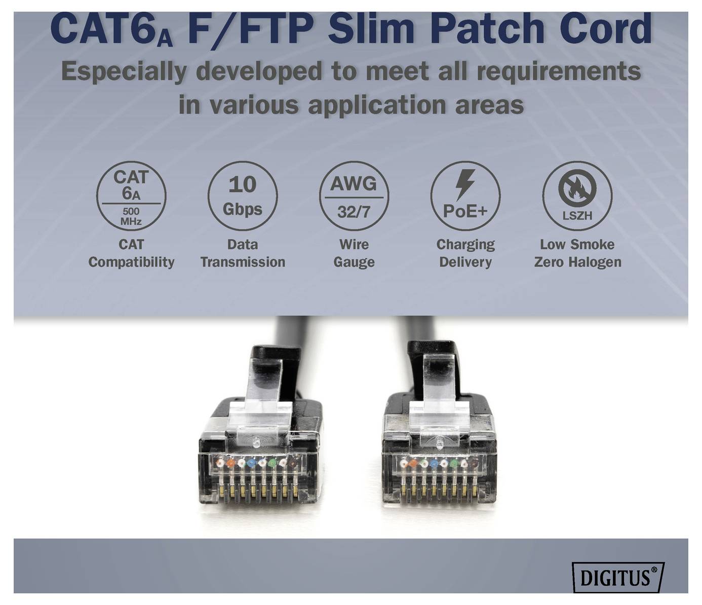 Digitus DK-1632-A-020S-BL-10 RJ45 Câble réseau, câble patch CAT 6a 2 m noir 1 pc(s)-8