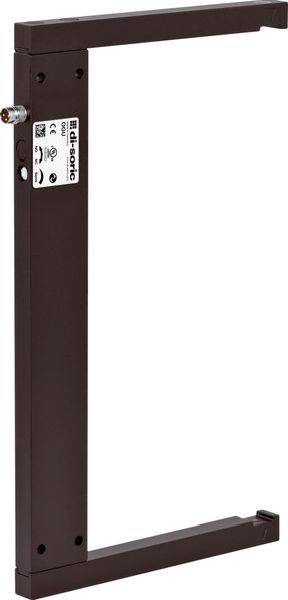 Support métallique rectangulaire brun avec bouton latéral, présenté sur fond blanc