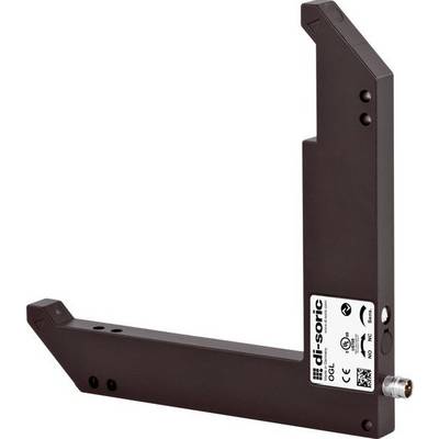 Support de capteur industriel brun avec deux bras métalliques perpendiculaires et une unité di-soric étiquetée fixée près de la base.