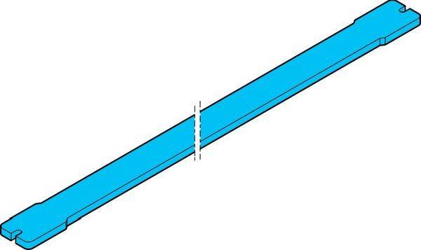 Bande allongée bleue avec une marque de rupture au centre, montrant une longue partie trop grande pour être affichée complètement et indiquant qu'elle continue au-delà de l'image.