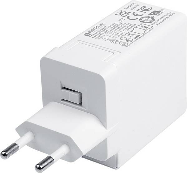 Bicker Elektronik USB-C Medizin Steckernetzteil Bloc d'alimentation réglable 65 W USB-C® femelle Quick Charge 4.0, Power Delivery 3.0 blanc intérieure, pour prise murale avec adaptateur pour l'Europe, avec adaptateur UK, avec adaptateur USA, USB Power Delivery (USB-PD)