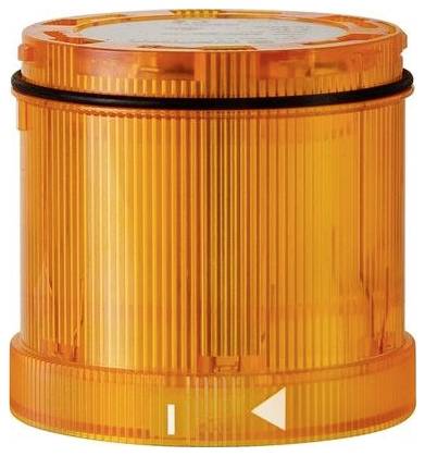 Feu d'avertissement cylindrique orange avec lentille nervurée et dessus plat, utilisé comme feu de signalisation industriel ou véhiculaire.