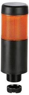 Balise d'avertissement cylindrique orange avec sommet et base noirs, présentée avec un écrou de montage fileté séparé en dessous.