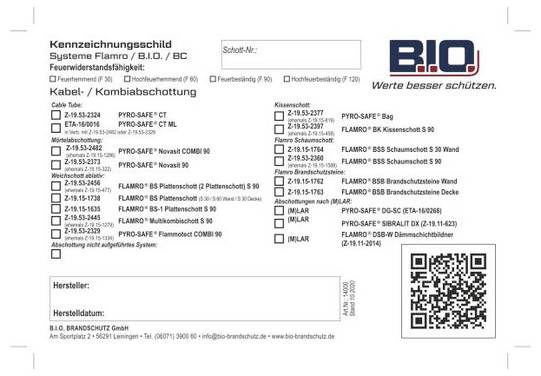 FLAMRO Brandschutz Systeme 14000 Panneau de protection incendie       1 pc(s)