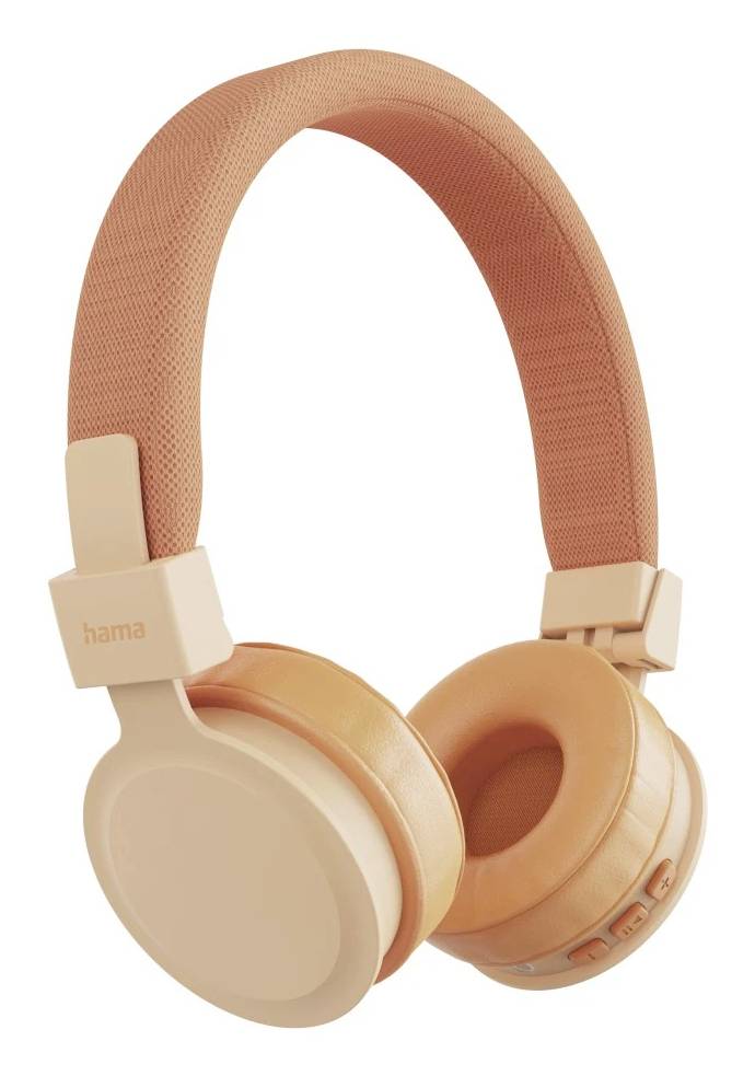 Casque audio supra-auriculaire orange avec arceau rembourré et coussinets auriculaires, présenté sur fond blanc.