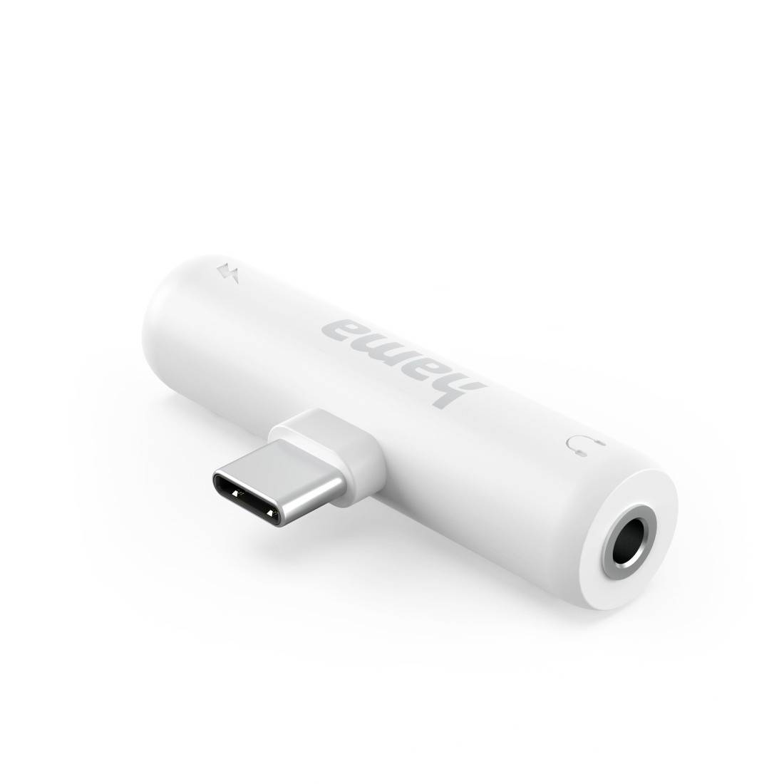 Adaptateur/dongle USB-C Hama blanc avec connecteur USB-C mâle et port jack audio femelle