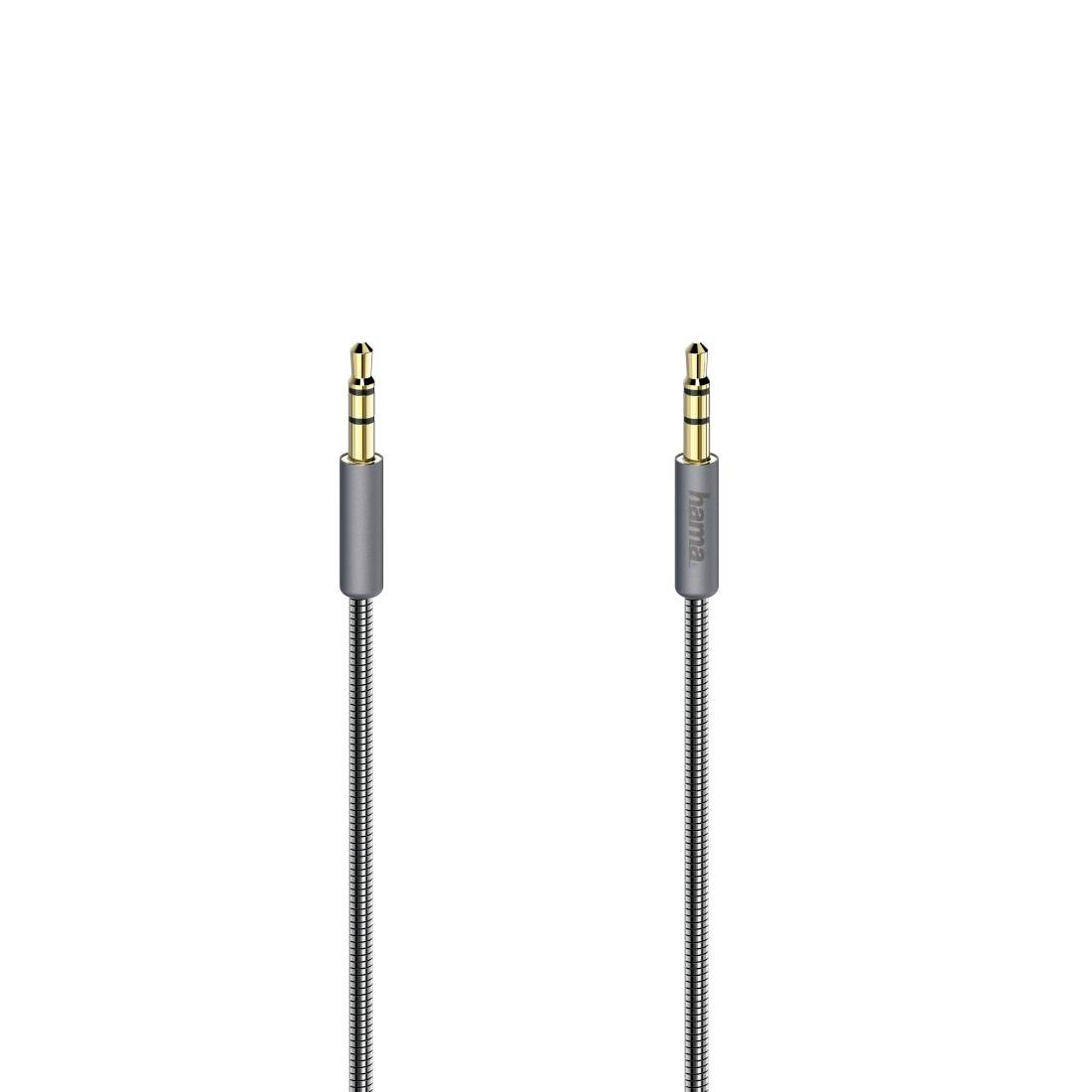 Deux câbles adaptateurs audio tressés avec connecteurs jack 3,5 mm mâles présentés côte à côte sur un fond blanc.