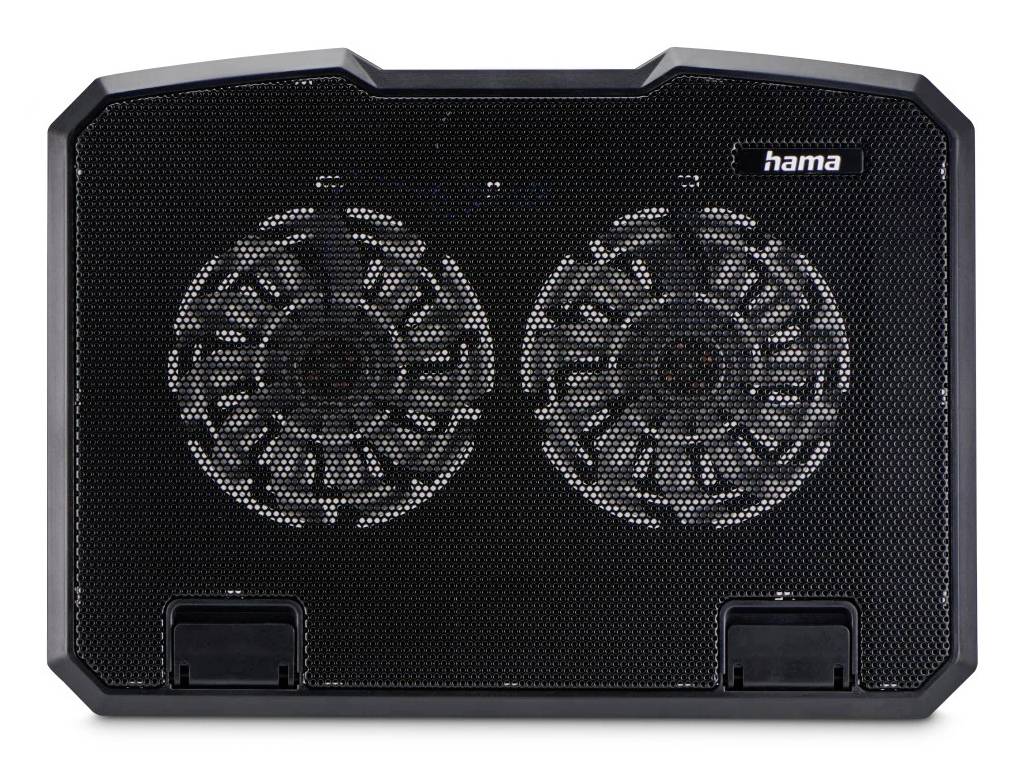 Coussin de refroidissement pour ordinateur portable Hama noir avec deux grands ventilateurs de refroidissement et évents avant