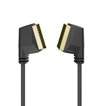 Deux câbles HDMI noirs avec des connecteurs plaqués or se faisant face sur un fond blanc.
