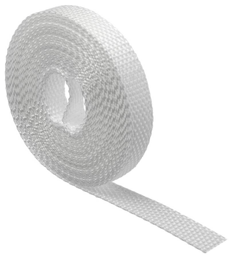 Rouleau de tissu tissé blanc ou bobine de ruban avec une bande déroulée sur un fond uni.