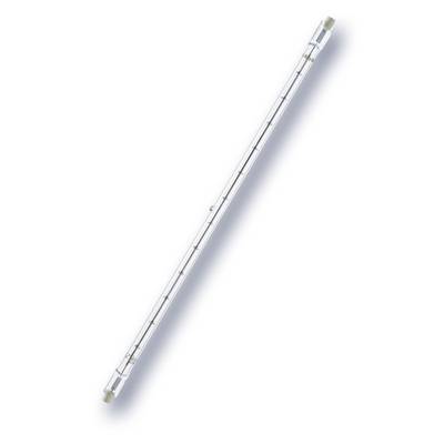 Ampoule tube fluorescent linéaire transparent sur fond blanc.