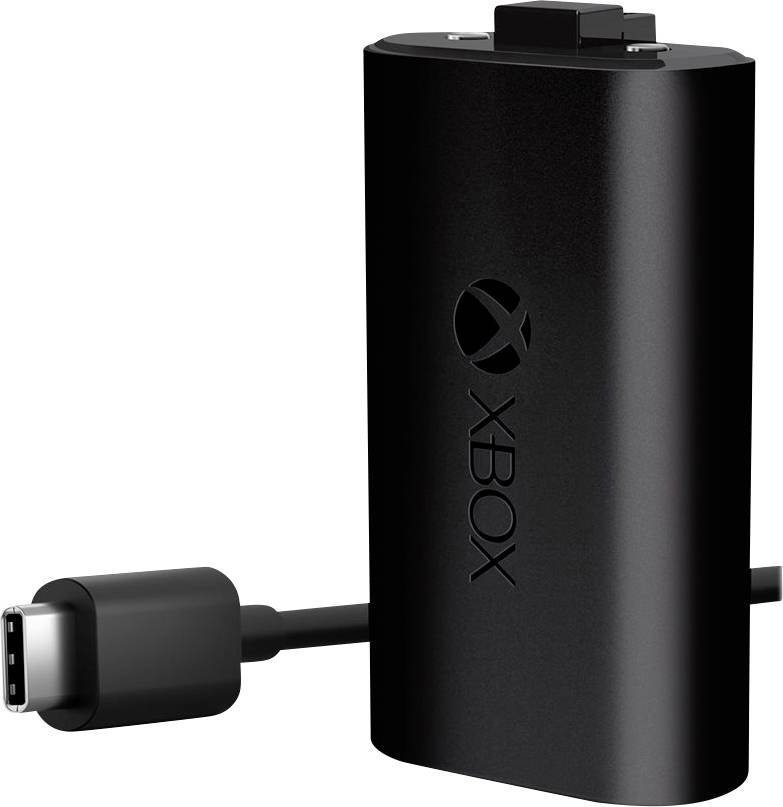 Adaptateur d'alimentation Xbox noir avec câble et prise intégrés sur un fond blanc.
