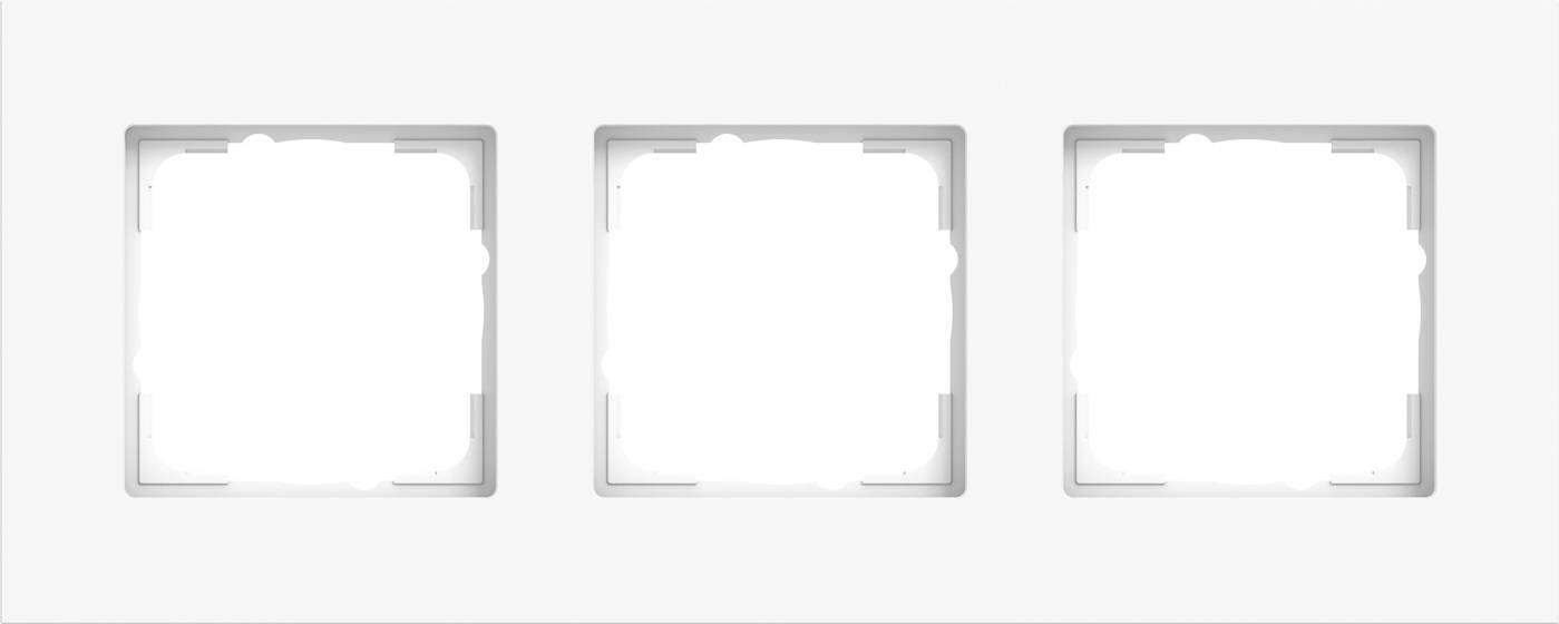 Trois carreaux carrés blancs vides ou espaces réservés alignés horizontalement sur un fond gris clair.