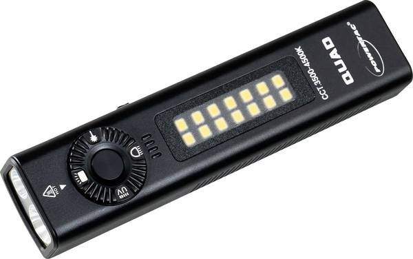 <br>  Powertac<br>  <br>  815698016222<br>  LED COB, Laser, LED, Ampoule LED UV<br>  Lampe de poche<br>  laser vert, avec clip ceinture, avec mode stroboscope, avec interface USB, avec lumière UV<br>  à batterie, via USB<br>  2000 lm<br>  <br>  120 g<br>