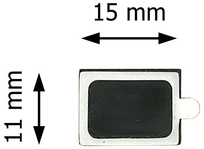 Illustration d'un petit tampon rectangulaire mesurant 15 mm de large sur 11 mm de haut, avec des flèches indiquant ses dimensions.