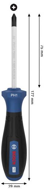 Bosch Professional PRO Schraubendreher PH1 x 75 mm 1600A039RV Tournevis cruciforme PH 1 Longueur de la lame: 75 mm-3