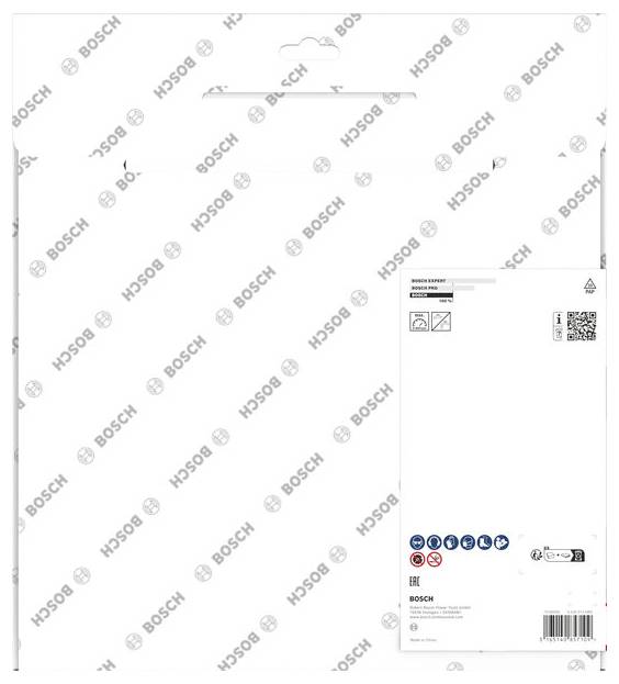 Panneau frontal/porte d'appareil Bosch blanc H30S08 avec poignée en haut et étiquettes de produit, code QR et code-barres sur le côté droit.