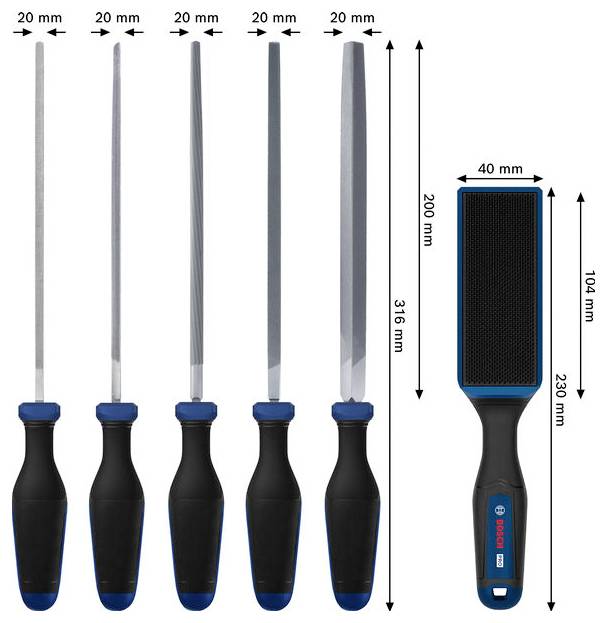 Bosch Professional 1600A03AD3 Lot de limes, 5 pièces, PAR brosse à limes 1 pc(s)-3