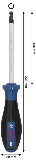 Bosch Professional PRO Schraubendreher H6 x 125 mm Clé coudée pour vis à 6 pans creux Longueur de la lame: 125 mm-3