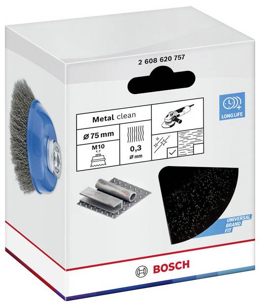Bosch Accessories Brosse en pot Metal clean, 75 x 0,3 mm, M10, ondulée 2608620757 2608620757 1 pc(s)-1