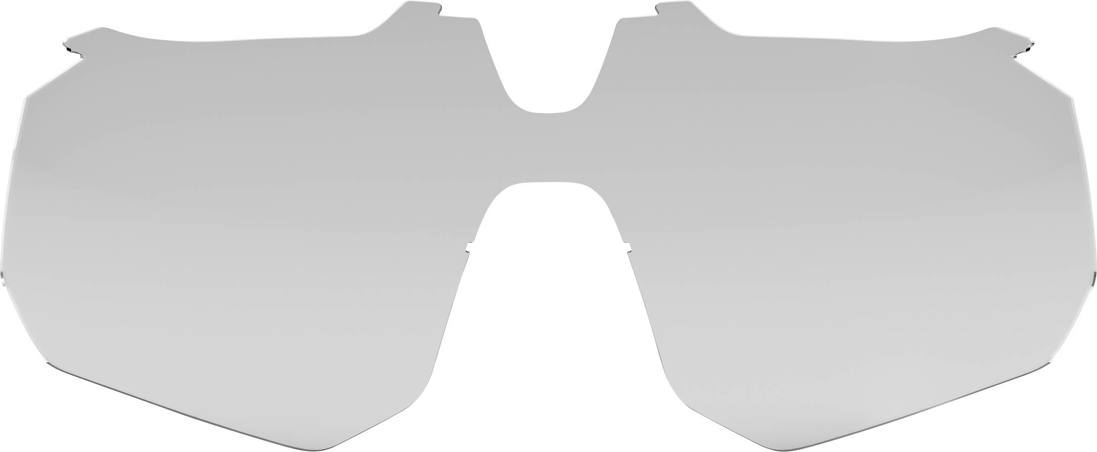 Paire de verres de lunettes de soleil enveloppants argentés isolée sur fond blanc
