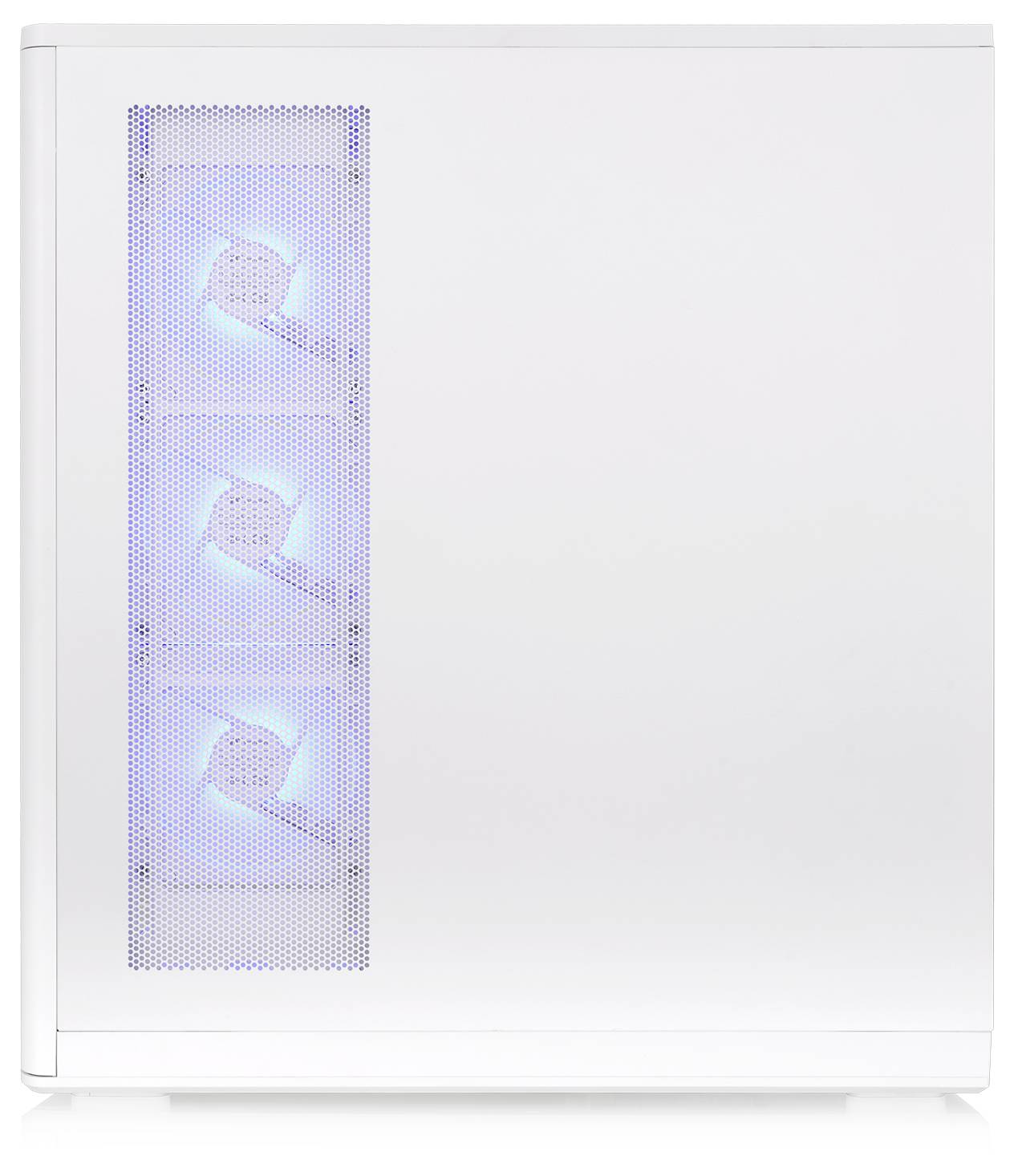 Affichage plat blanc ou affiche avec une bande verticale étroite de trois icônes abstraites bleu pâle sur le côté gauche, entourée d'un espace blanc vide.