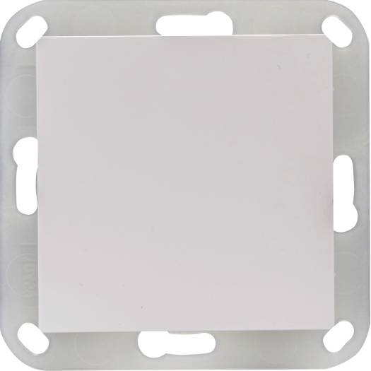 Plaque blanche carrée vierge centrée sur un cadre en plastique gris arrondi avec des découpes ovales.