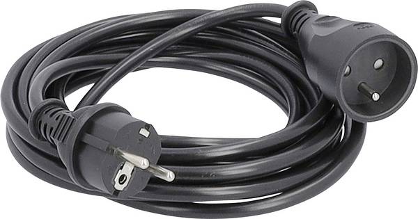 AS Schwabe 850512 alimentation Rallonge 16 A noir 5 m H05VV-F 3G 1,5 mm²