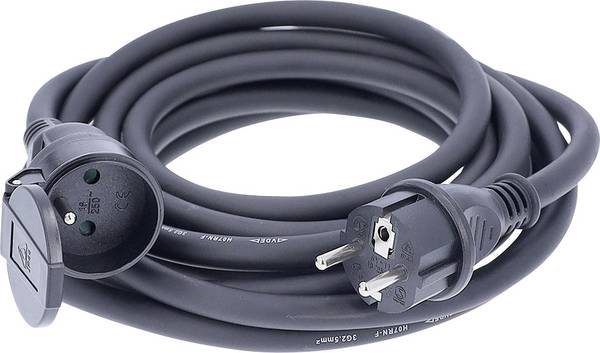 AS Schwabe 860382 alimentation Rallonge 16 A noir 5 m H07RN-F 3G 2,5 mm² très flexible, résistant aux intempéries
