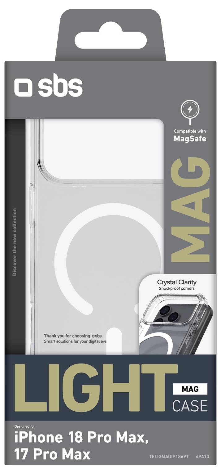 sbs mobile Light Mag Coque arrière Apple iPhone 18 Pro Max, iPhone 17 Pro Max transparent TELIGMAGIP1869T-1