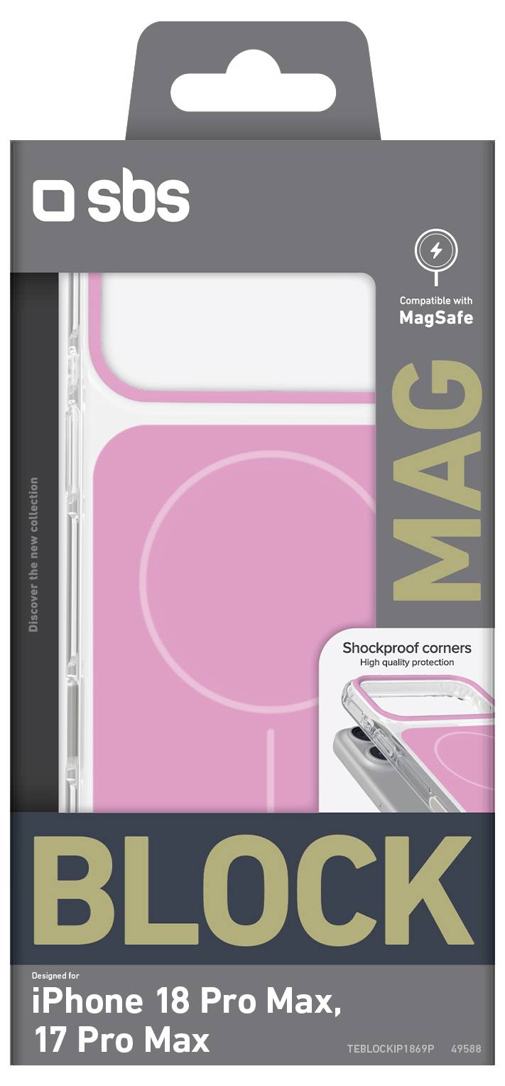 sbs mobile Block Mag Coque arrière Apple iPhone 18 Pro Max, iPhone 17 Pro Max rose TEBLOCKIP1869P-1
