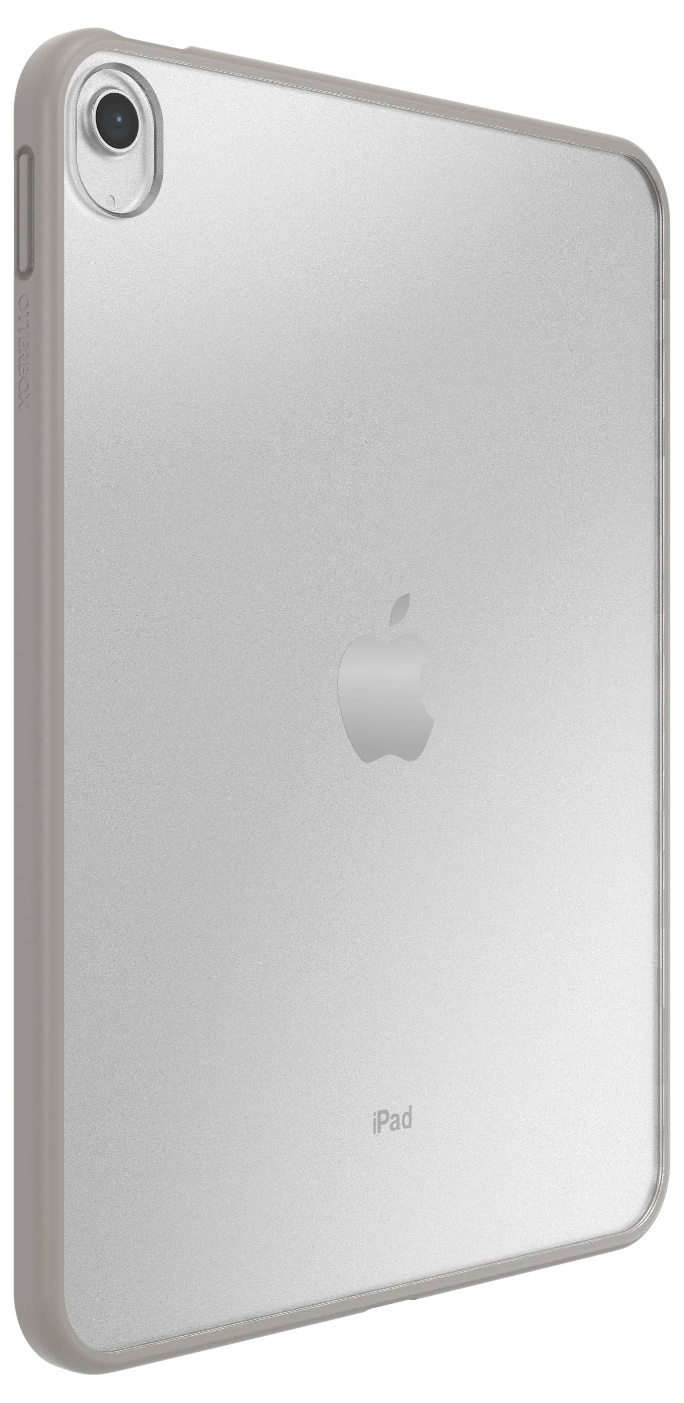 Vue arrière d'un iPad Apple argenté avec une seule caméra arrière dans le coin supérieur gauche.