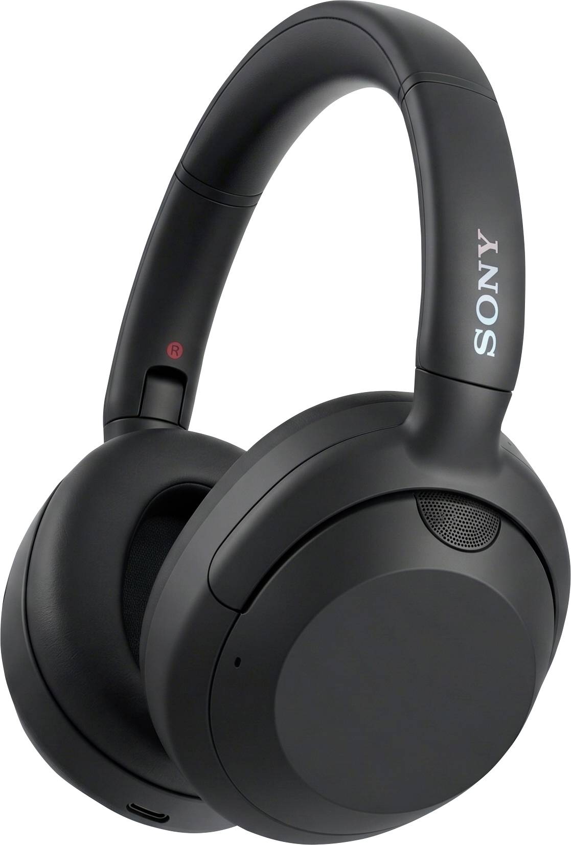 Casque audio sans fil supra-auriculaire Sony noir avec coussinets auriculaires rembourés et serre-tête rembourré sur fond blanc.