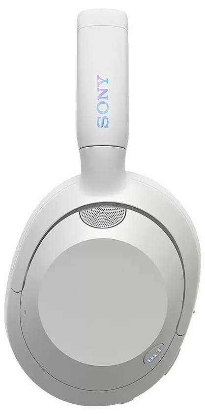 Casques audio supra-auriculaires Sony en blanc et gris, présentés en vue de face avec un arceau rembourré et de grands écouteurs circulaires.