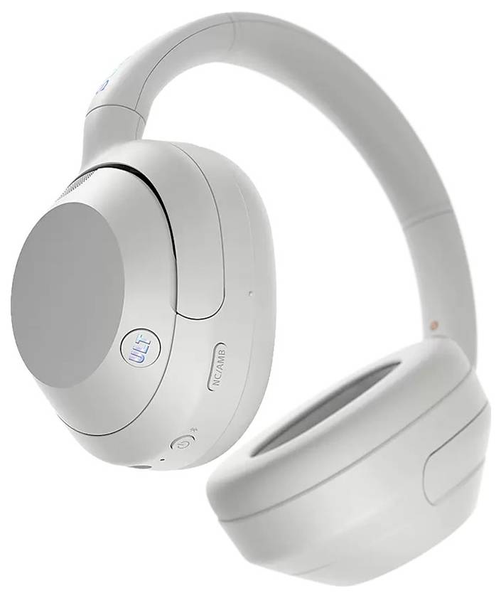 Casque audio sans fil blanc avec arceau incurvé, supra-auriculaire, sur un fond uni.