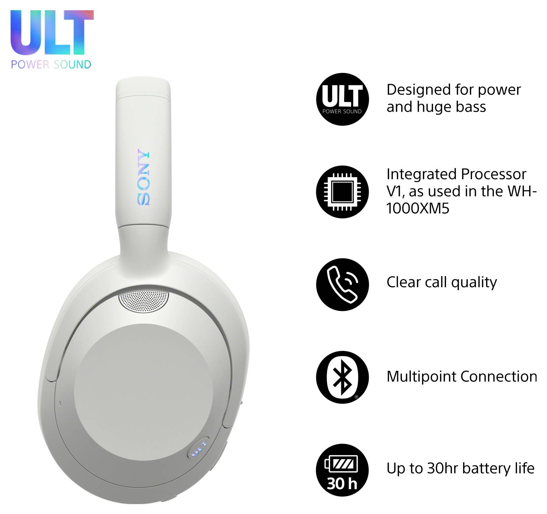 Sony WH-ULT900N Micro-casque supra-auriculaire sans fil Stereo blanc Noise Cancelling micro-casque, sonnerie personnalis-4