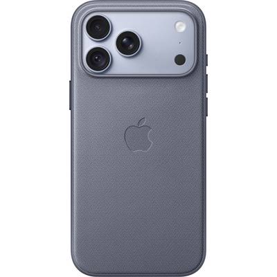 Arrière d'un iPhone bleu avec trois caméras arrière, flash et logo Apple.