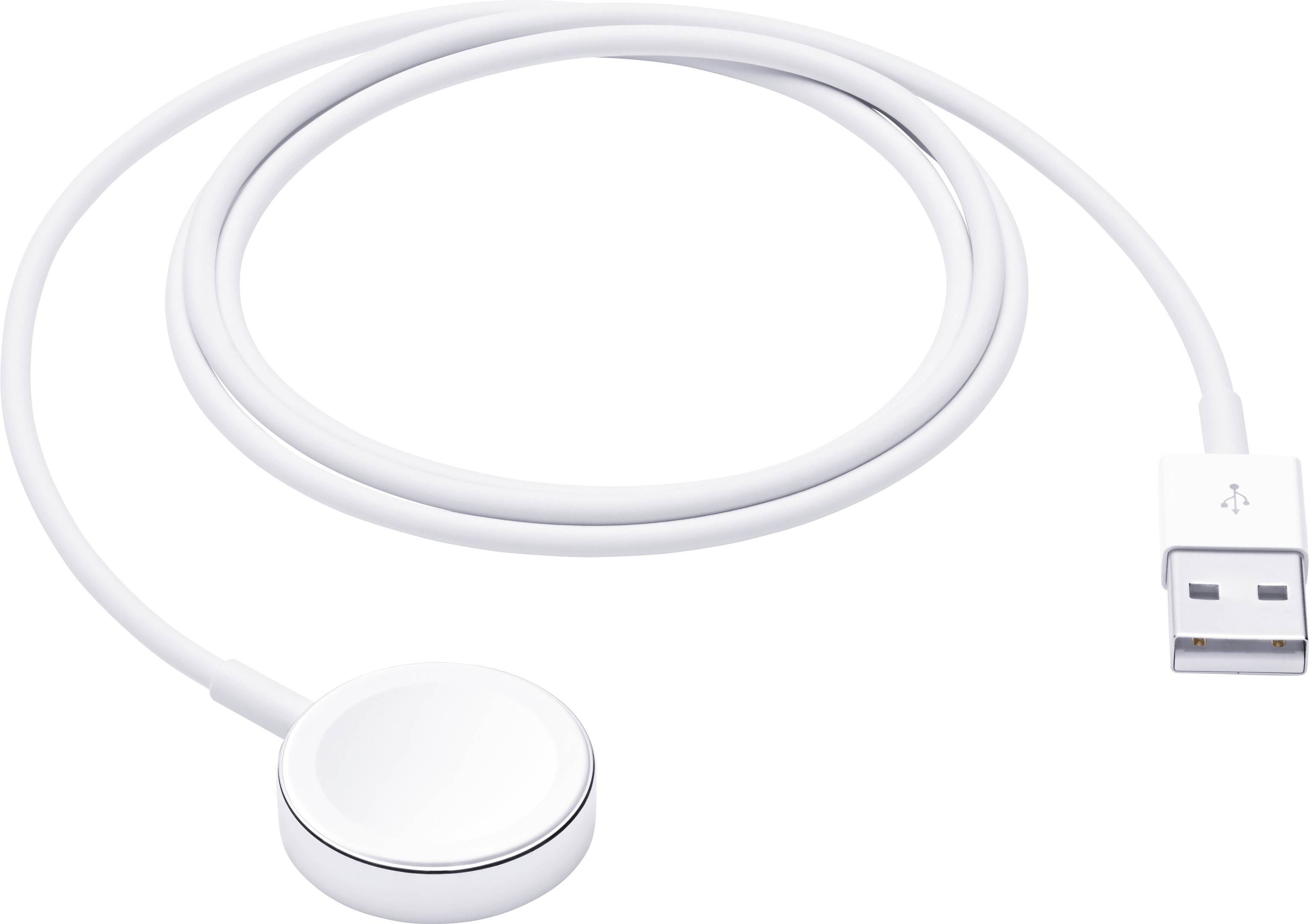 Câble de charge USB blanc avec connecteur magnétique circulaire et connecteur USB-A