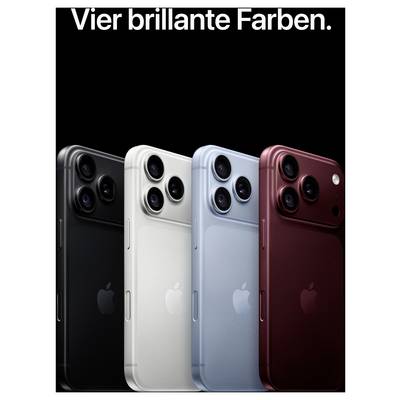 Annonce publicitaire avec quatre iPhones en noir, blanc, bleu clair et brun rougeâtre sous le texte « Quatre couleurs brillantes. »