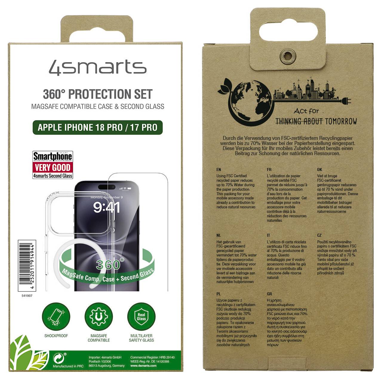 4Smarts 360° Premium Protection Set étui + verre de protection Apple iPhone 18 Pro, iPhone 17 Pro transparent chargement-2