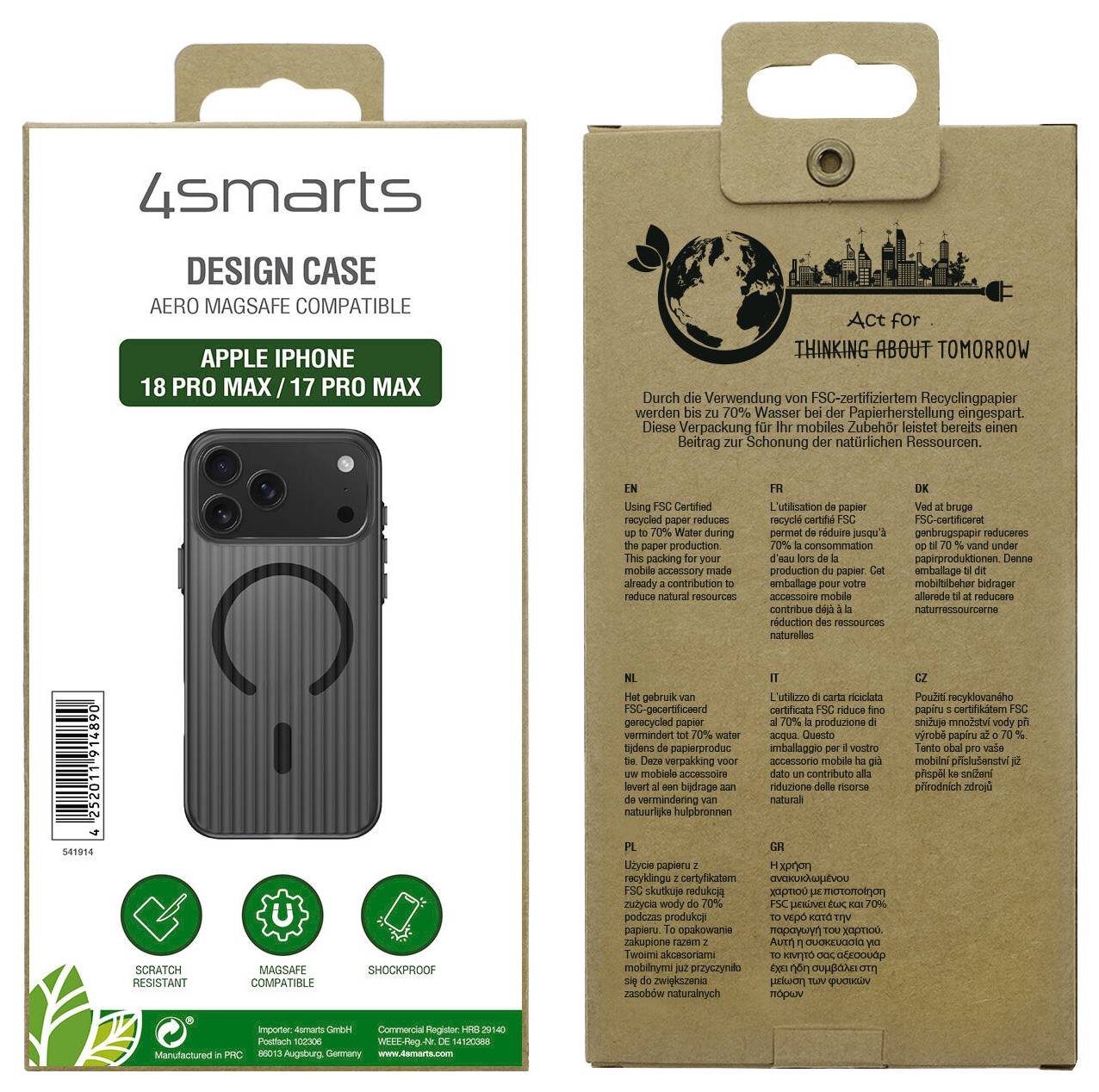4Smarts Design Case Aero Coque arrière Apple iPhone 18 Pro Max, iPhone 17 Pro Max noir chargement par induction 541914-2