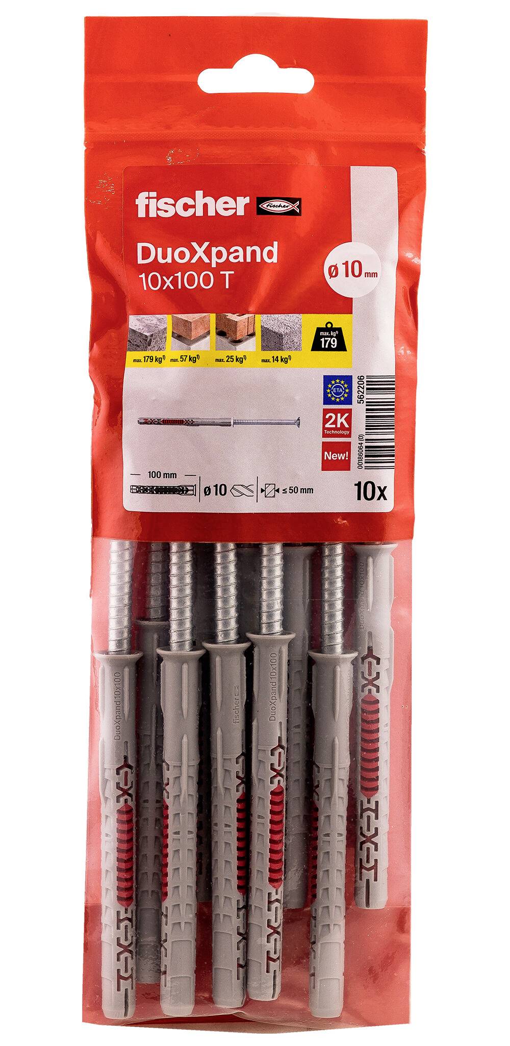 Fischer 562206 DuoXpand Cheville à tige longue 100 mm 10 mm 10 pc(s)