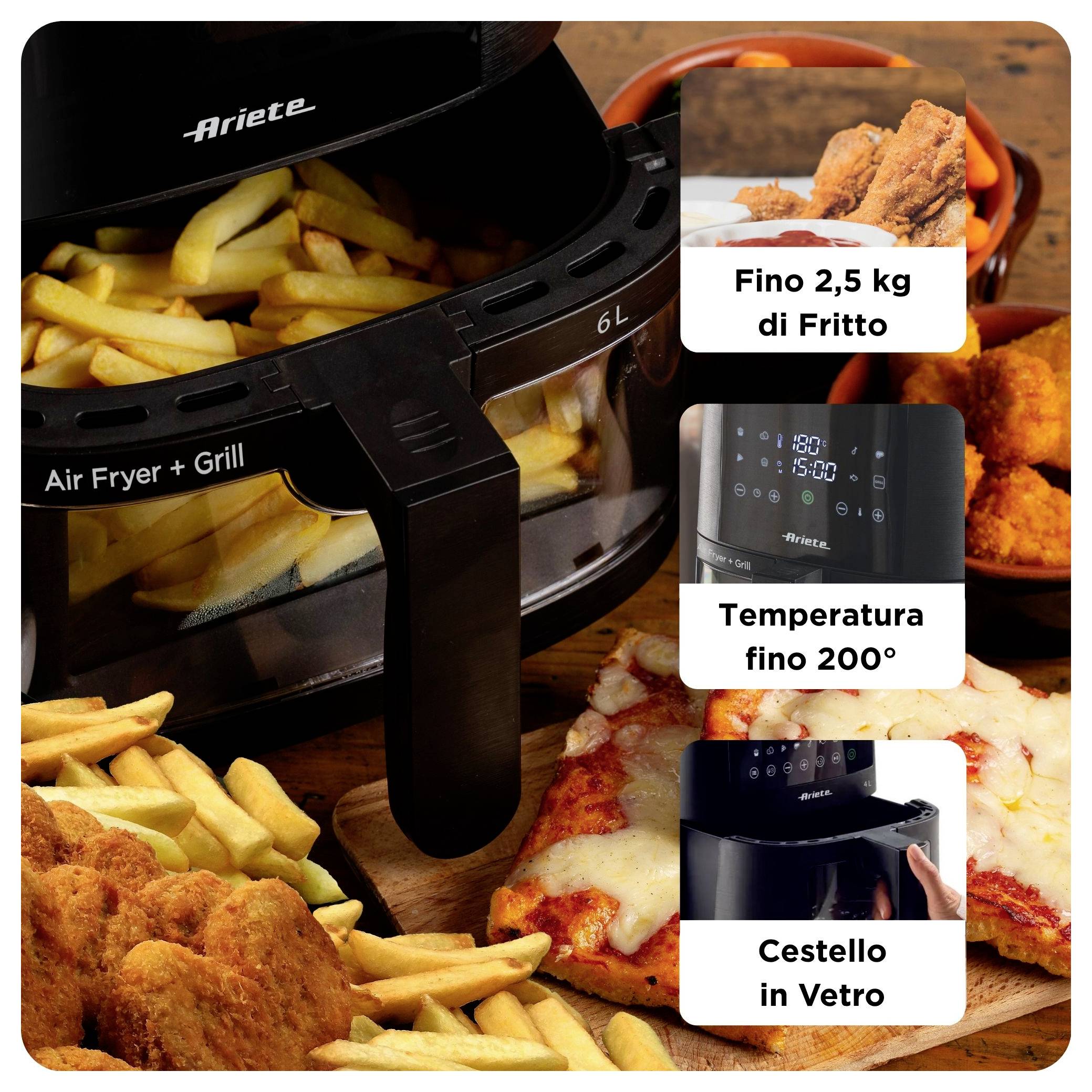 Ariete 00C462600AR0 Friteuse à air chaud 6 l revêtement anti-adhésif, sans BPA, Minuteur digital, pour contact alimentai-7