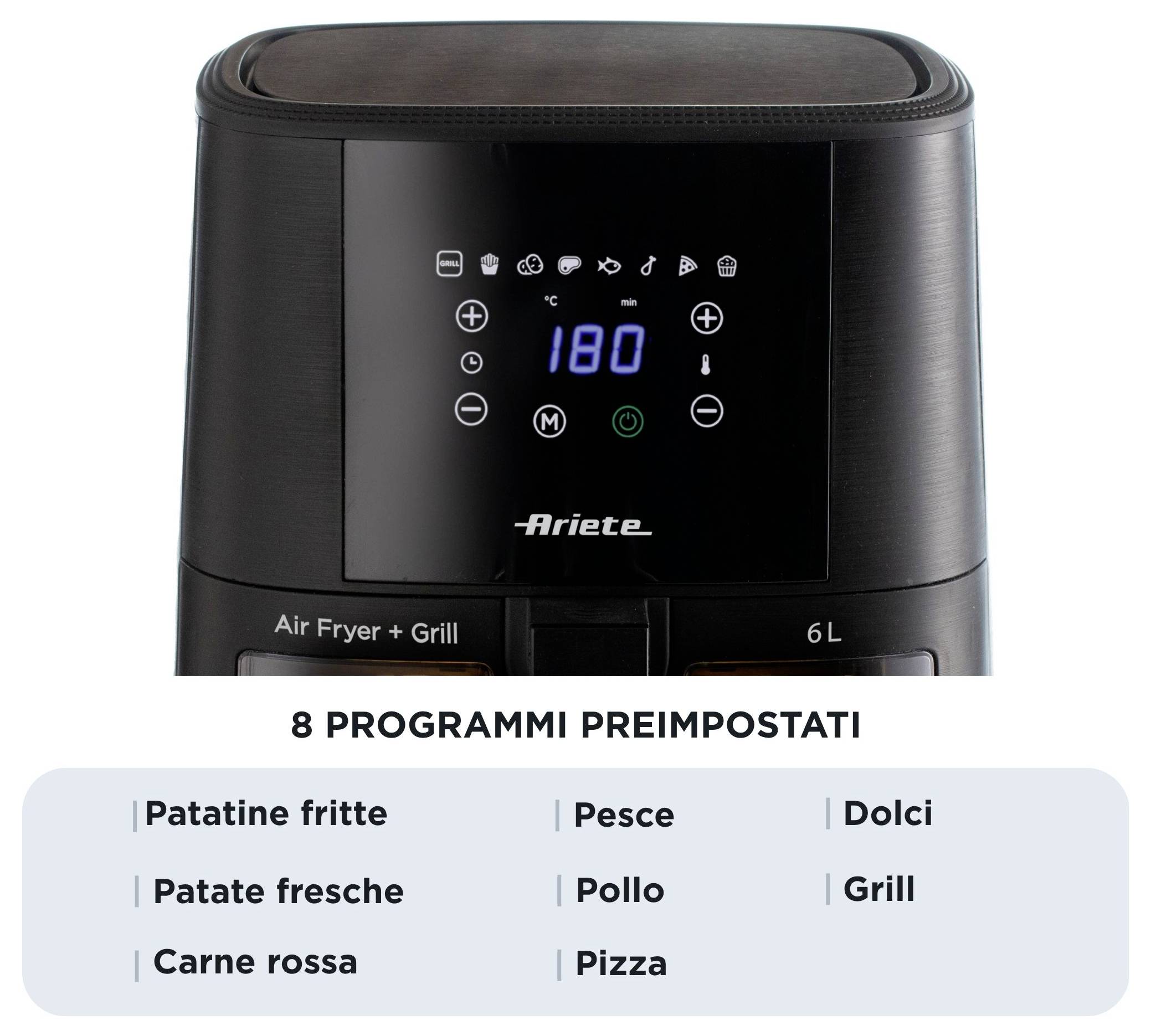 Ariete 00C462600AR0 Friteuse à air chaud 6 l revêtement anti-adhésif, sans BPA, Minuteur digital, pour contact alimentai-8