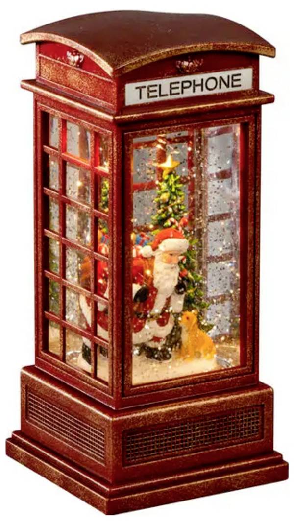 Konstsmide 4320-550 Lanterne d'eau cabine téléphonique avec Père-Noël blanc chaud LED rouge  minuteur