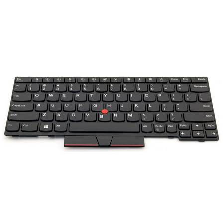 Clavier compact noir pour ordinateur portable avec TrackPoint rouge et pavé tactile, présenté sur fond blanc.