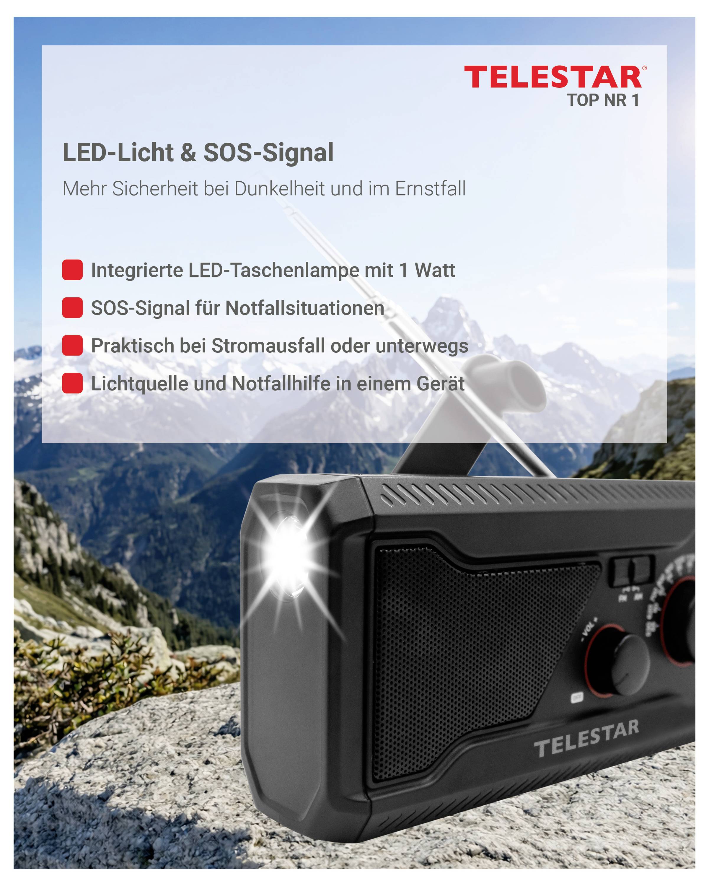Telestar TOP NR 1 Radio d'urgence FM radio d'urgence noir-6