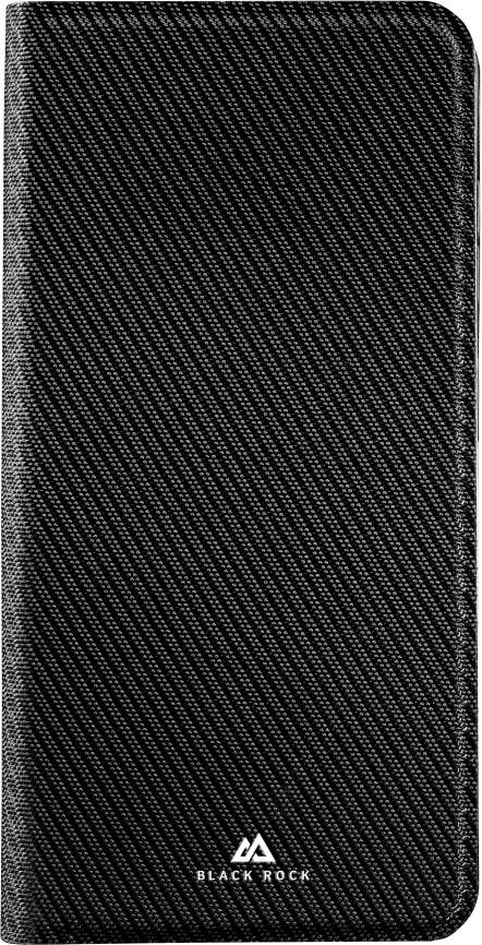 Étui rigide noir à fermeture éclair avec un motif texturé diagonal et un logo « BLACK ROCK » près du bas.