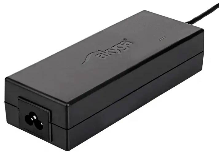Adaptateur d'alimentation pour ordinateur portable noir avec câble intégré et port d'entrée AC trois broches