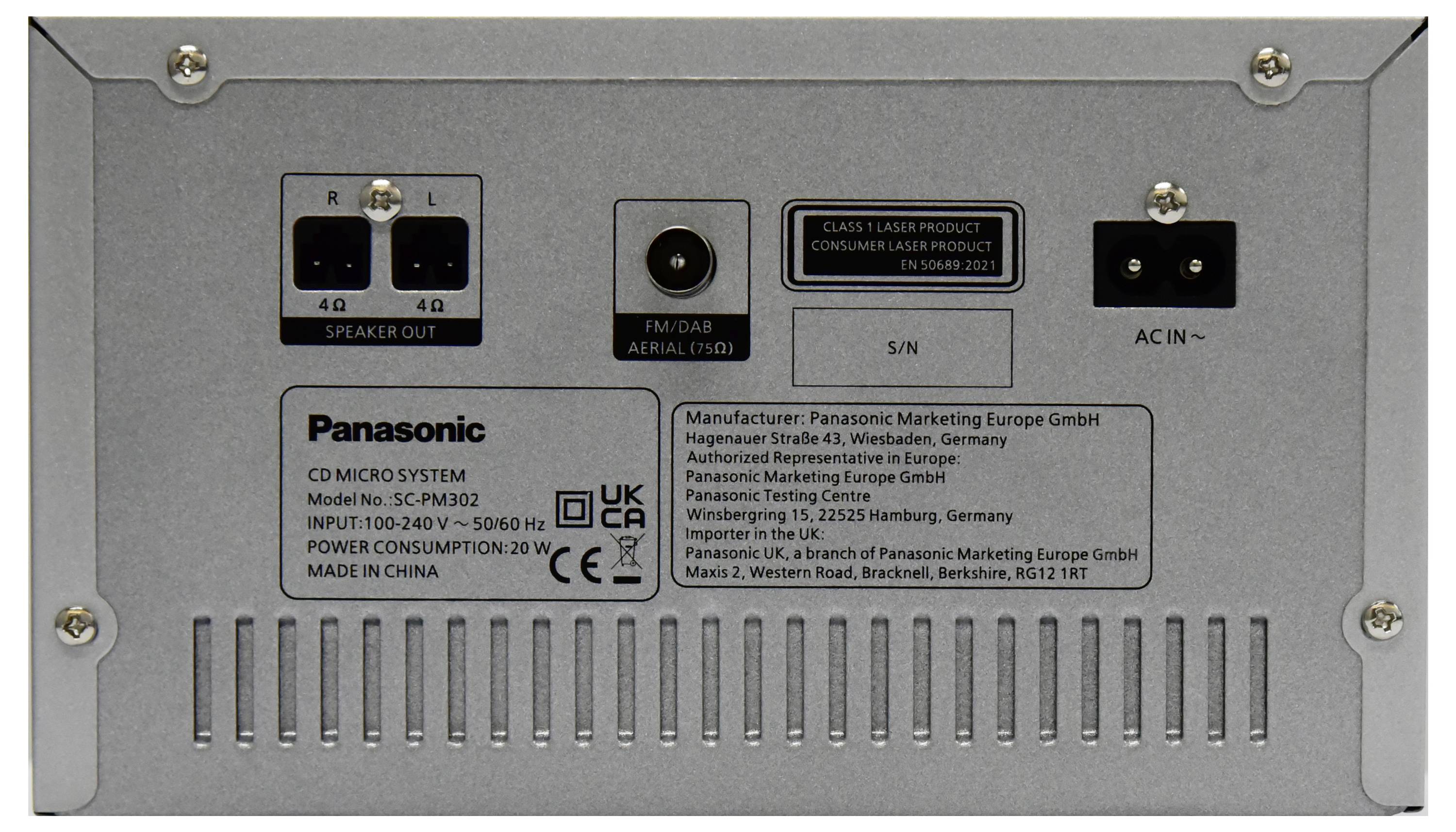 Panasonic SC-PM302E-S Chaîne stéréo Bluetooth, CD, USB, DAB+, FM, avec télécommande 20 W argent-6